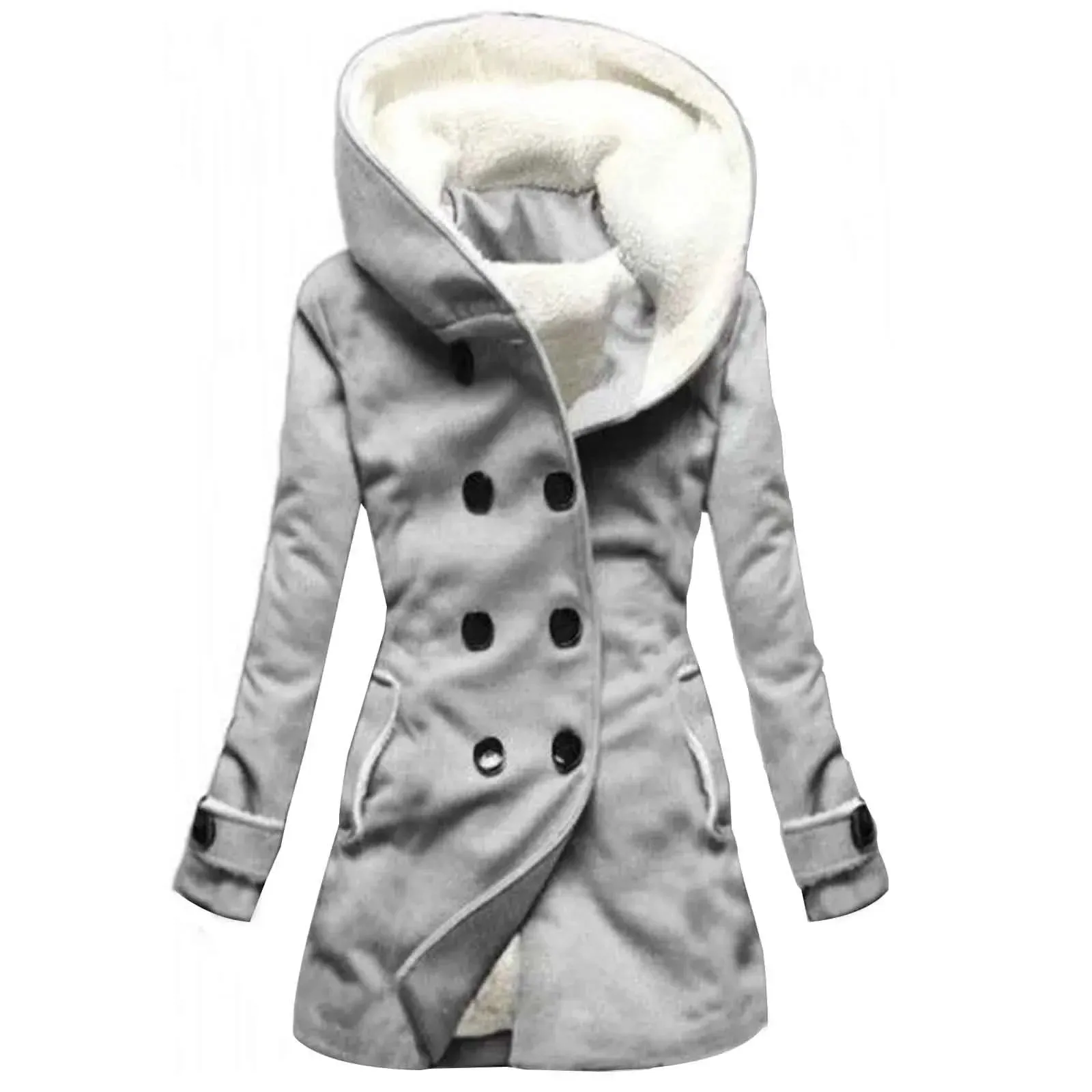 Women's Fleece Hooded Cloak – Thick Warm Winter Coat, Casual Overcoat for Women