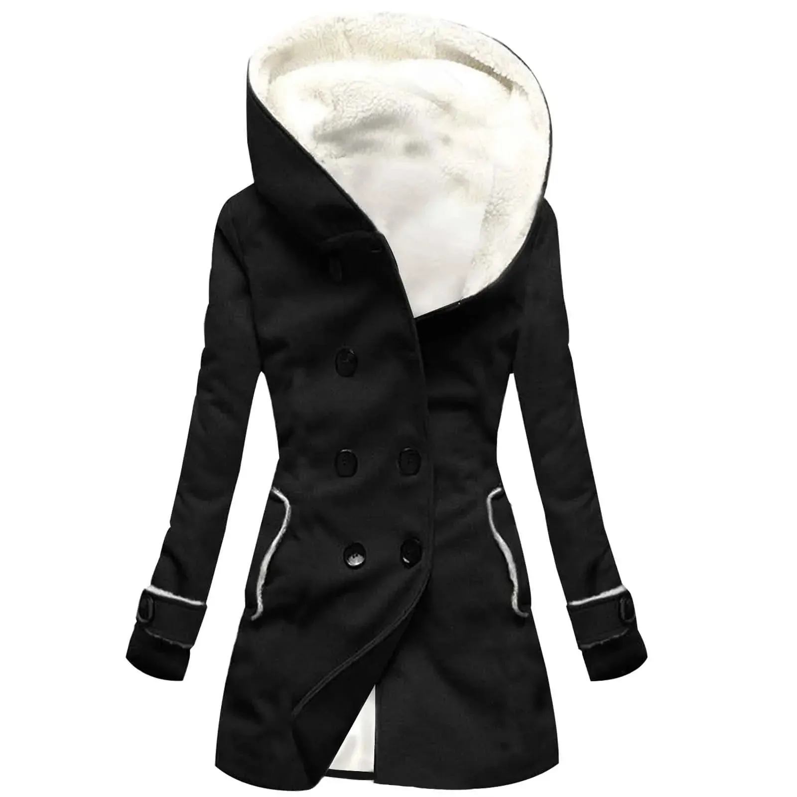 Women's Fleece Hooded Cloak – Thick Warm Winter Coat, Casual Overcoat for Women